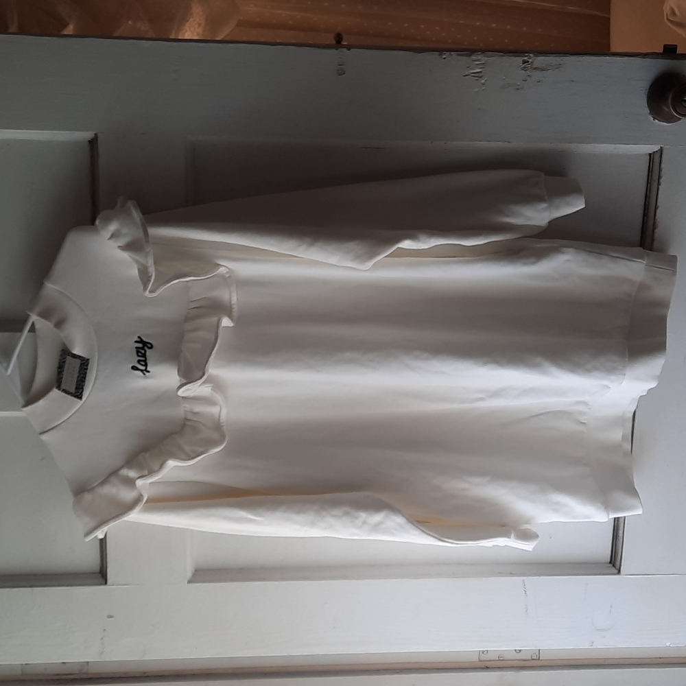 NWT Lazy Oaf Sweatshirt Dress One Size White Ruffle